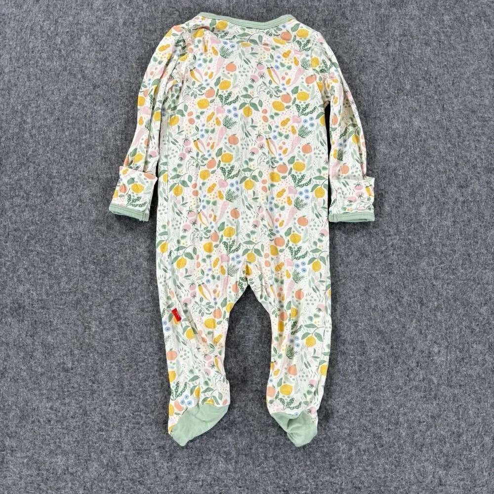 Magnetic Me 0-3M Modal Footie Sleeper Pajamas Ruffle Garden Vegetable Print